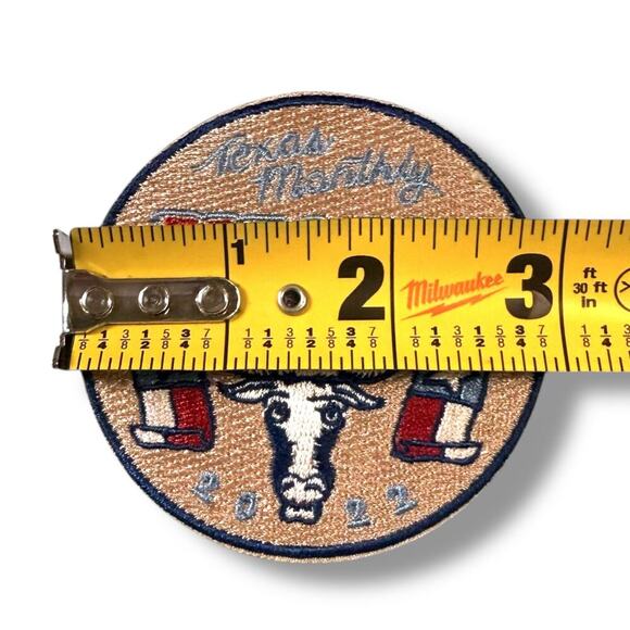 Texas Monthly Pit Stop Embroidered Patch Iron On Long Horn 3 in x 3 in - Picture 3 of 4